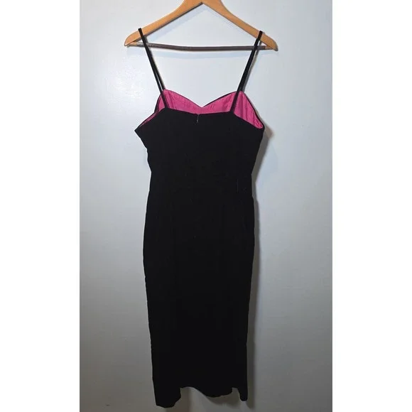 Patra‎ Vintage 80s Black Velvet Spaghetti Strap Dress Size 11/12 - Picture 2 of 7